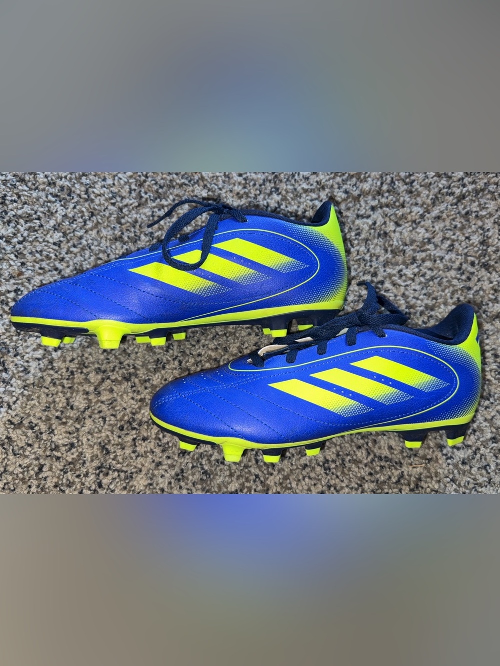 Adidas Goletto Soccer Cleats, Blue Neon Yellow, Youth Size 4